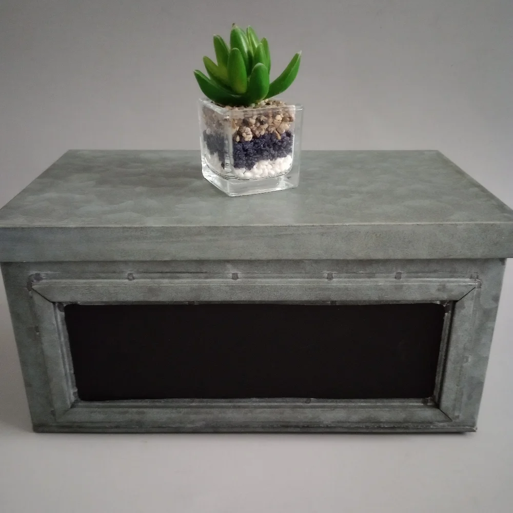 Decorative box galvanized laminate lightweight handles  removable lid new